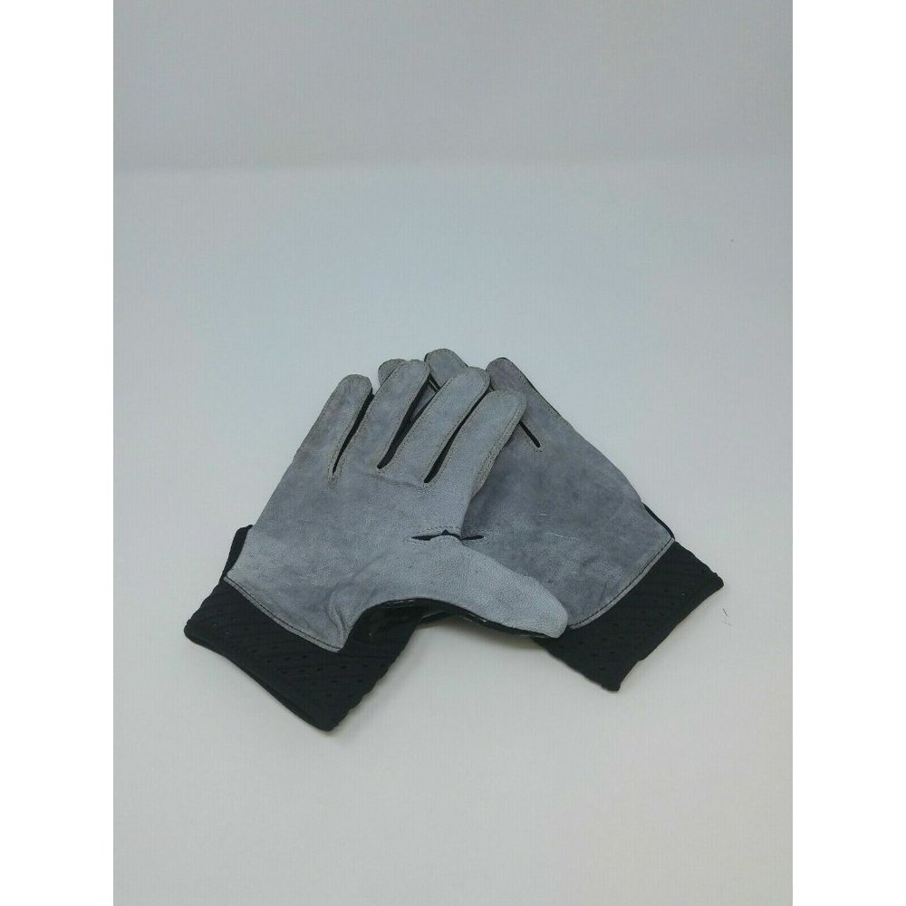 New Under Armour Men's Black/Black/White Spotlight Leather WR Football Gloves - Picture 4 of 4